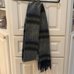 Free People Brushed Fuzzy Dark Stripe Scarf – Never Worn